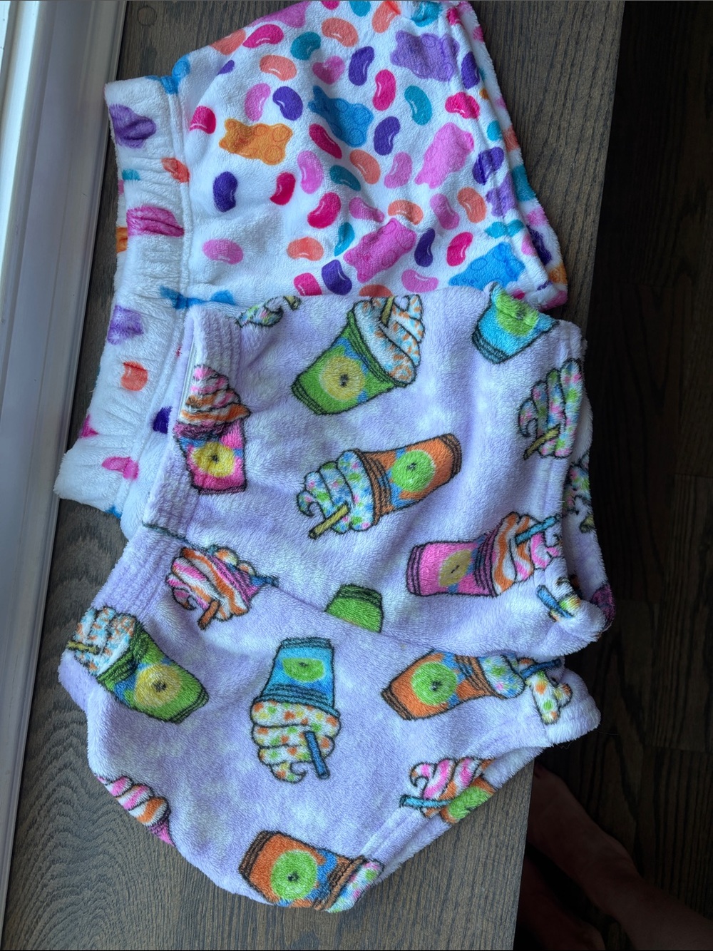 Kids Plush Pajama Shorts - Multicolor Ice Cream & Confetti Print